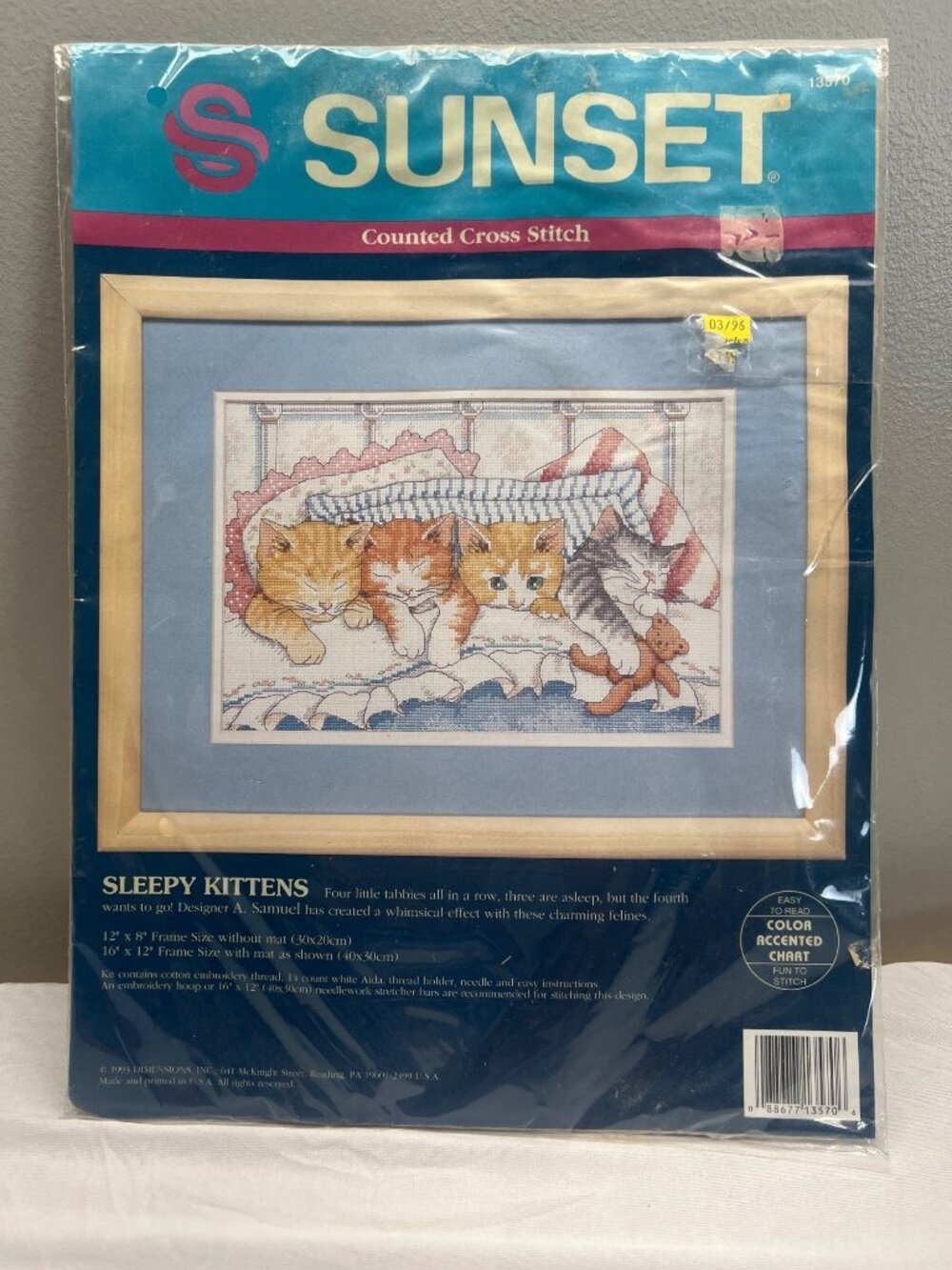 Sunset Stitchery Counted Cross Stitch Kit Sleepy Kitties Cats Sealed